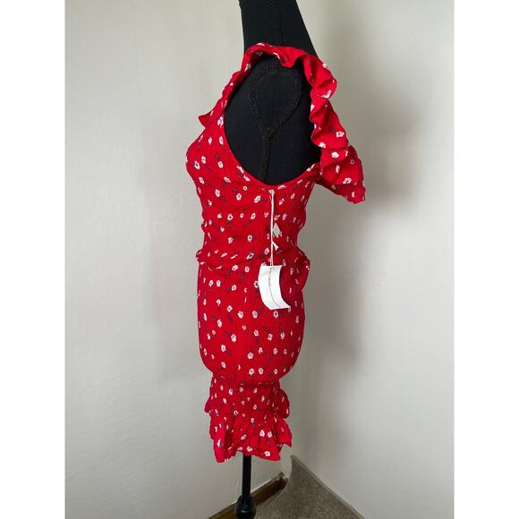NWT Live 4 Truth Womens Cottage Boho Chic Cowgirl Floral Ruffle Mini Dress Red S - Picture 3 of 9